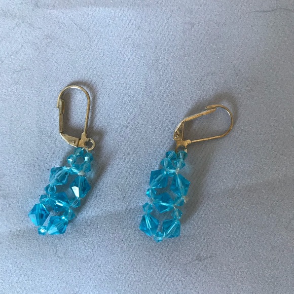 Earrings blue Swarovski Crystals - Picture 1 of 2